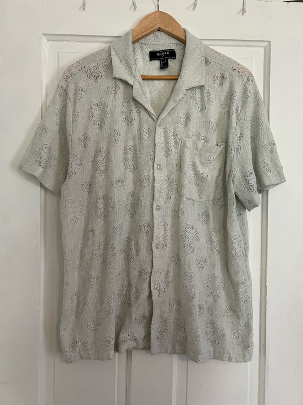 Forever 21 Men’s Large Boho Lace Button Down Shirt Resort Beach Festival